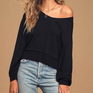 Lulu’s Premium Fleece Black Pullover Sweatshirt S